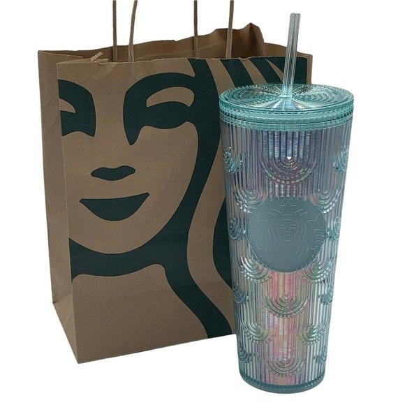 Starbucks NWT 2022 Spring Green Iridescent Siren Venti 24oz Cold Cup Tumbler